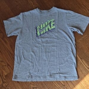 Nike Heather Gray Tee with Lime Green Graphic